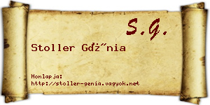 Stoller Génia névjegykártya